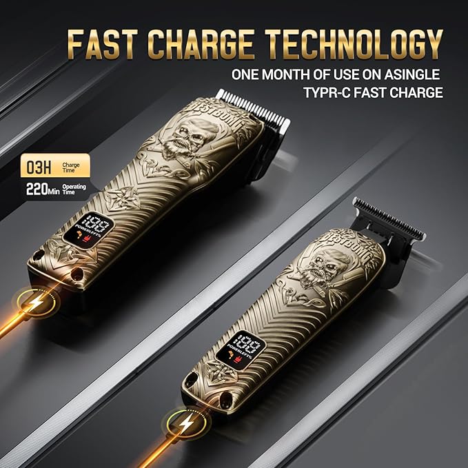 BESTBOMG® Professional Hair Clippers for Men, Professional Barber Clippers and Trimmer Set, Mens Cordless Hair Clipper for Barbers Haircut Kit Fade, BS-807E (Bronze)
