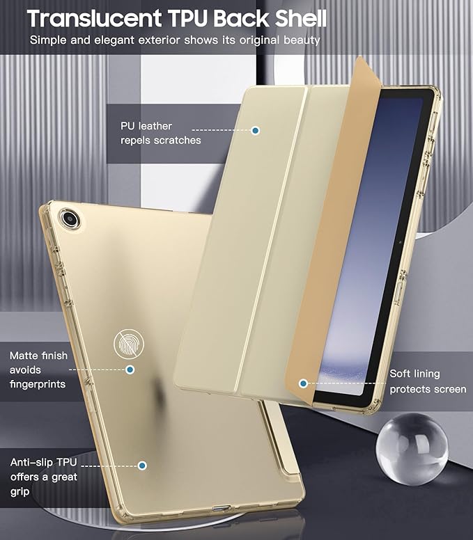 TiMOVO Case for Samsung Galaxy Tab A9+/A9 Plus 11" 2023, Slim Soft TPU Translucent Frosted Back Protective Cover for Galaxy Tab A9+ Tablet SM-X210/X216/X218, Auto Wake/Sleep, Champagne Gold