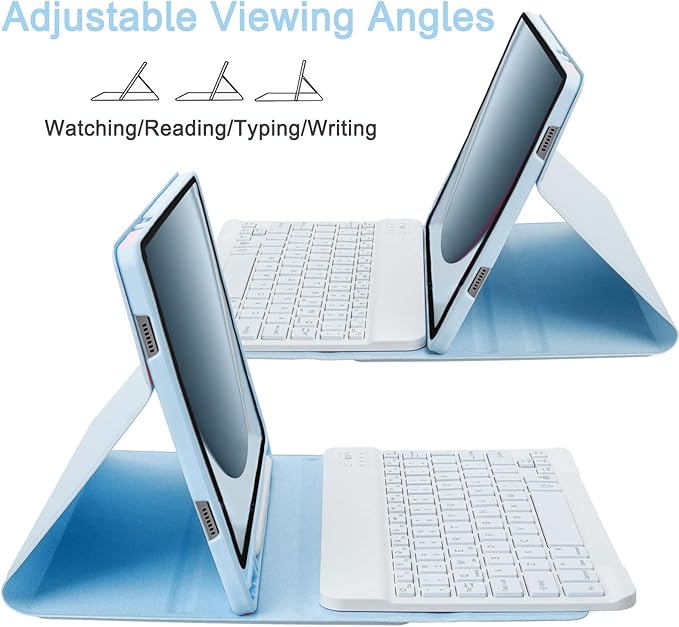 Keyboard Case for Samsung Galaxy Tab A9+/A9 Plus 11 Inch 2023 (SM-X210/X216/X218), Detachable Color Backlit Bluetooth Keyboard and Mouse, Slim Lightweight Stand Cover with Pen Holder (Blue)
