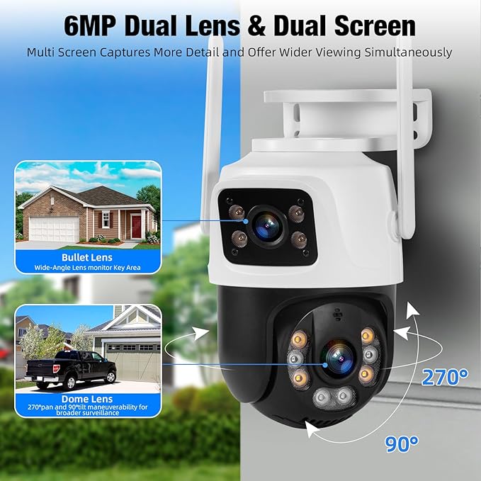 Fuers Wireless Security Camera System, 5MP 8CH NVR with 1TB HDD, 4Pcs 3MP Dual Lens WiFi Cameras Home Surveillance Outdoor Indoor, Motion Detection, Auto Tracking,2-Way Audio,Color Night Vision