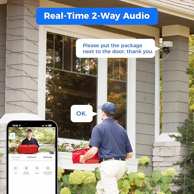 [330°View+Human Tracking] Hiseeu 6MP PoE PTZ Camera System,NVR Security Camera System w/2Pcs 5MP Wired Security Camera Outdoor&Indoor,2-Way Audio,Waterproof,7/24 Record for Home Surveillance