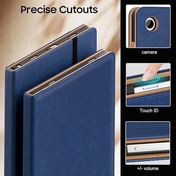 OKP Case for Samsug Galaxy Tab A9+ Plus 11 inch 2024(SM-X210/X216/X218), PU Leather Folio Cover with Multi-Angle Stand//Pen Holder, Auto Wake/Sleep Case for Galaxy A9+ 11" Tablet (Navy Blue)