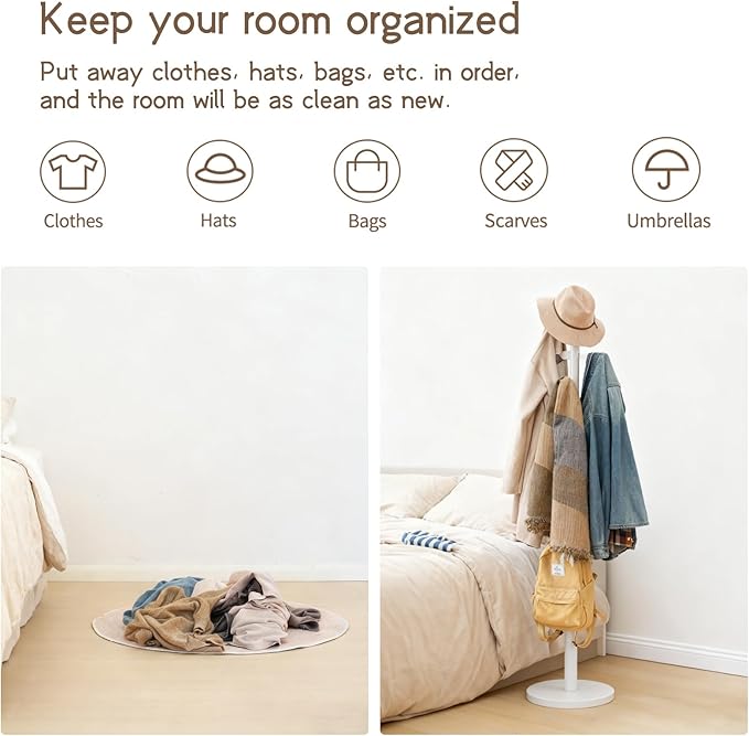 Bamboo Cactus Coat & Clothes Rack Stand, Standing Freestanding Clothing Racks with 6 Hooks for Adults & Kids, Heavy Duty Modern Entryway Living Room Bedroom Corner Coat Rack cactus-4