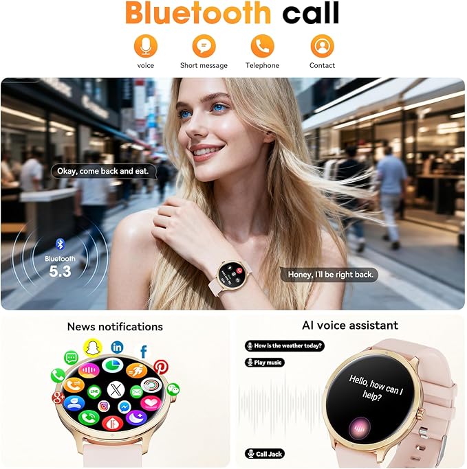 Smart Watch, 1.75" AMOLED Smartwatch for Men Women(Answer/Make Call), Fitness Activity Tracker Heart Rate/Sleep Monitor/Pedometer, IP68 Waterproof, 100+ Sport Modes Smart Watches for Android iPhone