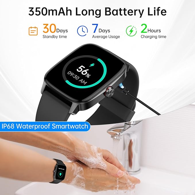 Smart Watches for Women Men with Bluetooth Call & AI Voice, 1.85" HD Fitness Tracker with Heart Rate SpO2 Sleep Monitor, 100+ Sports Modes,Mini Games, IP68 Waterproof Smartwatch for Android iOS Phones