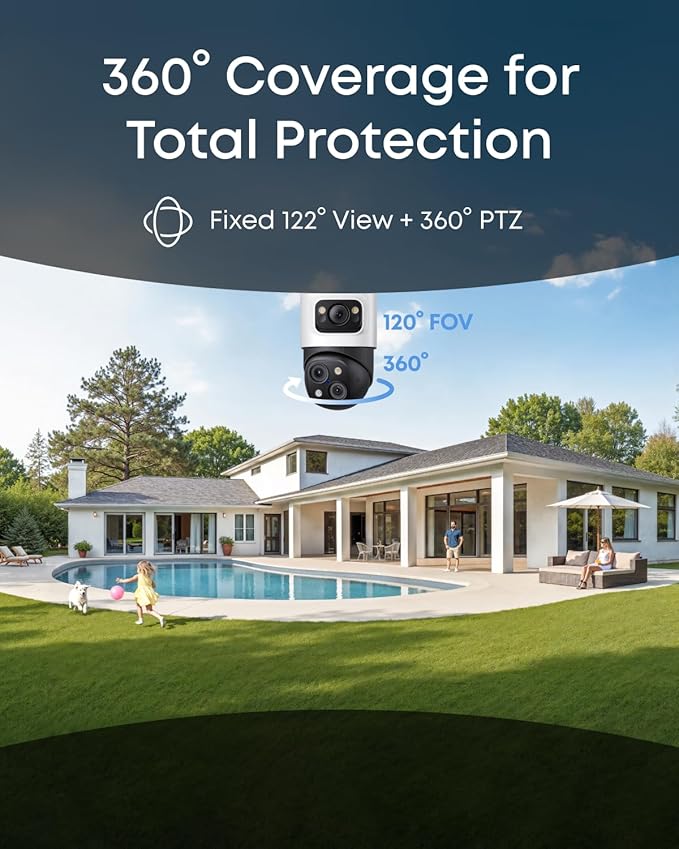 eufy PoE Bullet-PTZ Cam S4, NVR Wired Add On Cam, Requires eufy NVR, 4K UHD Triple Lens, 360° Pan and Tilt, 8X Hybrid Zoom, AI Tracking, Red and Blue Light, PoE Plug and Play, 24/7 Recording