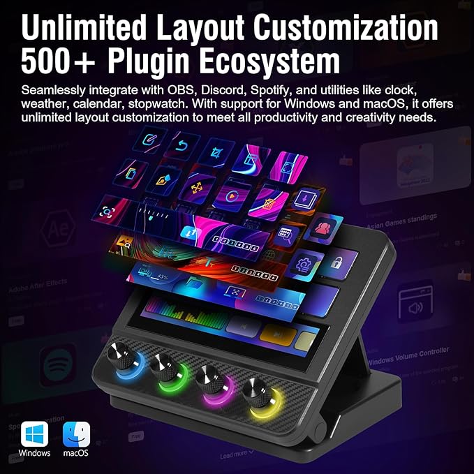 Macro Pad, Streaming Deck Stream Controller Soundboard Keypad, Programmable Keys USB Shortcut Keyboard for Gamer Streamer, Audio Mixer for OBS, YouTube, Office Desk Setup, PC, Mac