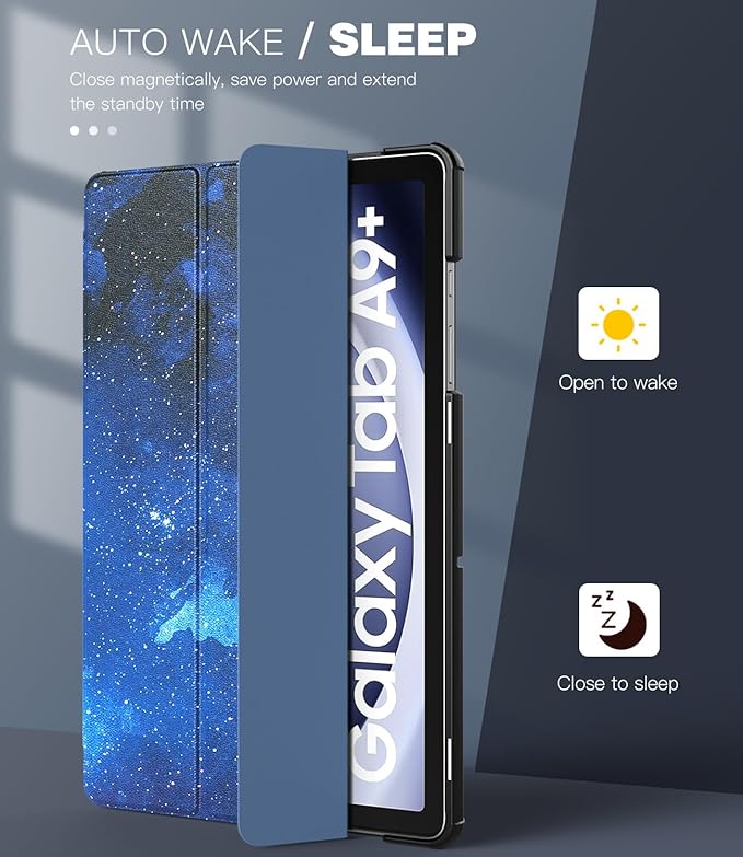 TiMOVO Case for Samsung Galaxy Tab A9+/A9 Plus 11 Inch 2023, Slim Lightweight Stand Hard Back Shell Protective Cover for Galaxy Tab A9+ Tablet SM-X210/X216/X218, Auto Wake/Sleep, Blue Starry Sky