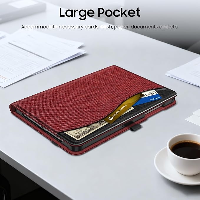 Fintie Case for Samsung Galaxy Tab A9 Plus/A9+ 5G 11 Inch 2023 Model (SM-X210/X216/X218), Multi-Angle Viewing Smart Stand Back Cover with Pocket Auto Wake/Sleep, Wine