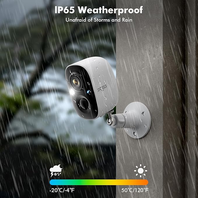Dzees Outdoor Camera Wireless, 2K Battery Powered WiFi Surveillance Camera for Home Security System with Siren Alarm & Spotlight, Motion Detection, Color Night Vision, IP65 Waterproof Cloud/SD-2-Pack