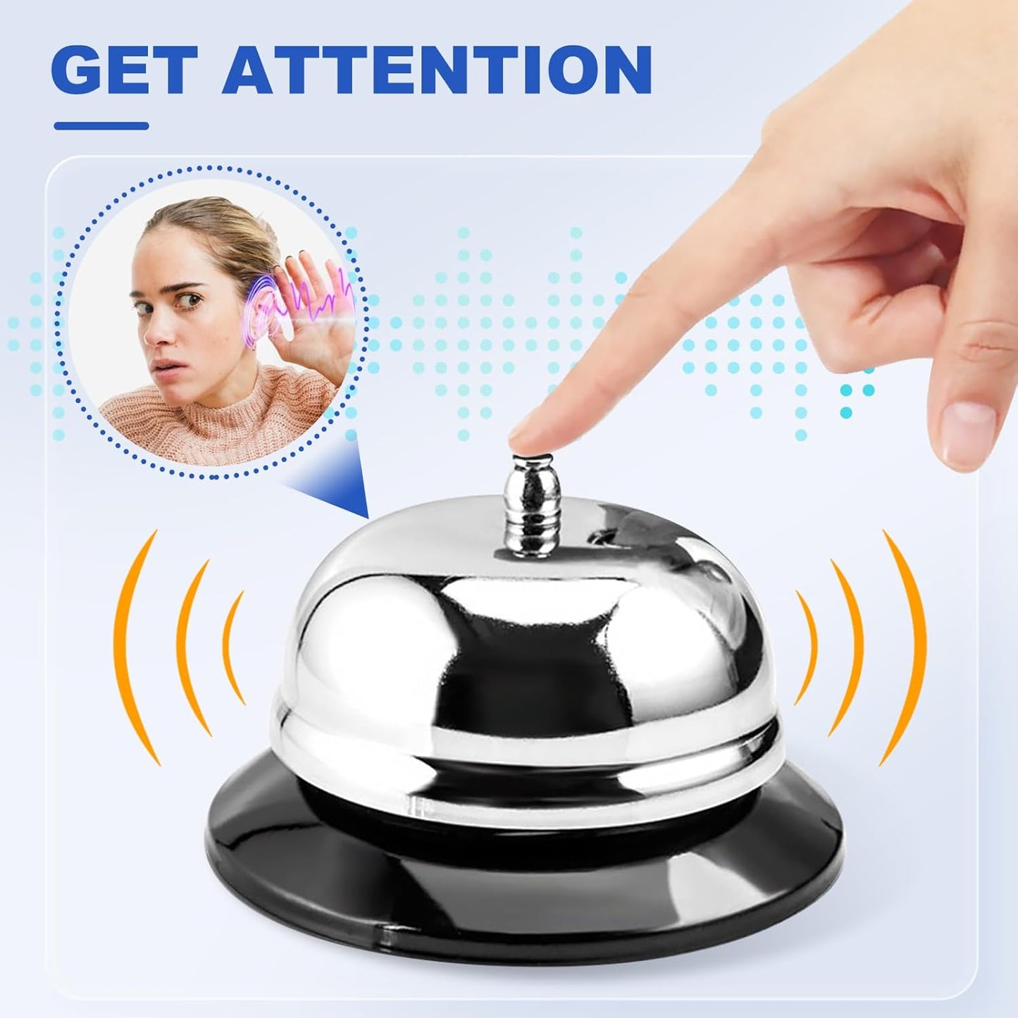UCEC Desk Bell for Service, Ring Bell Sign, Dinner Bell for Inside, Call Bell & Double-Side Please Ring Bell, No Receptionist Sign, Reception Bell for Hotels Schools Restaurants Reception Areas
