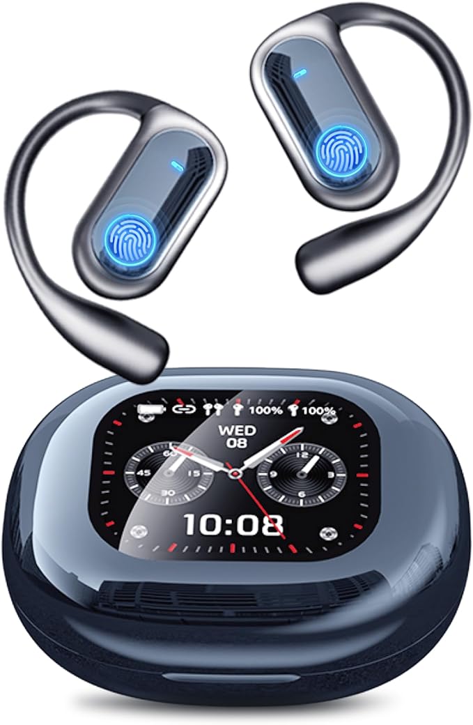 AI Translation Earbuds, Bluetooth 5.4 OWS Headphones with LCD Touch Screen, Real-Time Translator for 144 Languages & Accents, Audifonos Traductores Inglés Español, Ideal for Travel Business Learning