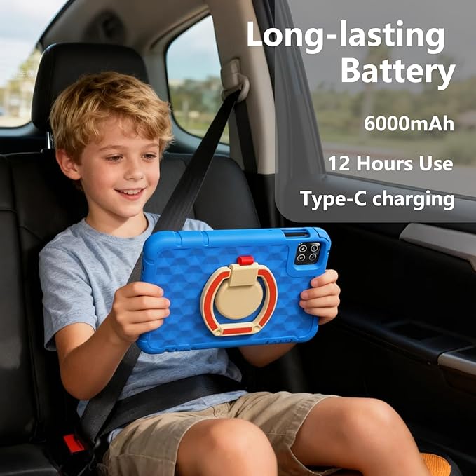 Kids Tablet, 10 inch Android 15 Tablet for Kids, 20GB RAM 128GB ROM Octa-Core 6000mAh Battery Childs Tablets with Shockproof Case, Bluetooth, WiFi, Parental Control, Dual Camera, GPS