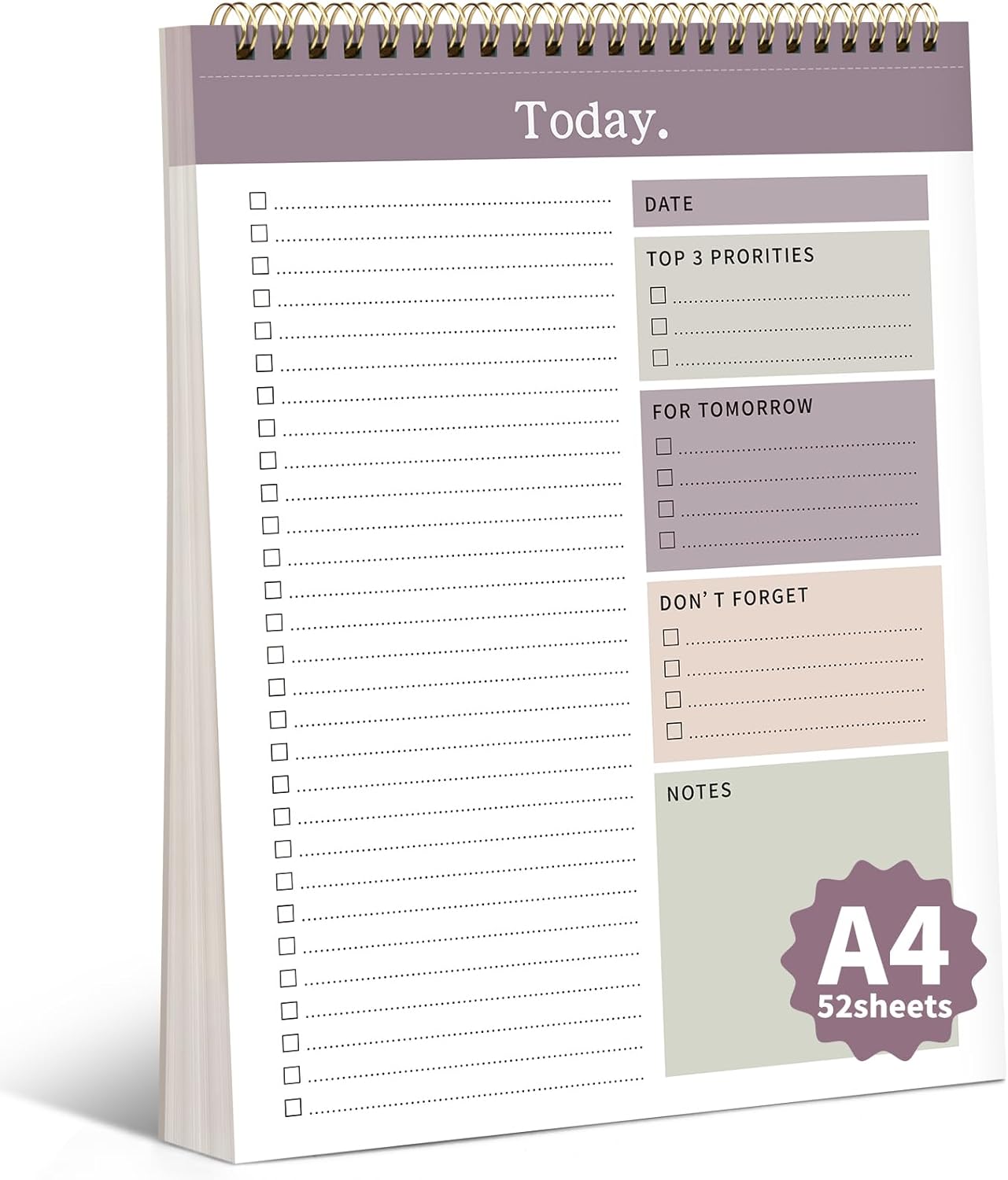 To Do List Notepad, 52 Undated Sheets ï¼8.5"Ã11"ï¼Duplex-printed Daily Planner For Work Home School Office Desk Accessories Supplies & Goal Setting Tasks- Purple