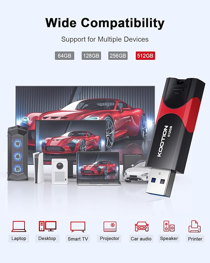 KOOTION 128GB USB 3.0 Flash Drive 3 Pack USB Flash Drives Multicolor USB Drive Retractable Thumb Drive Zip Drives High Speed Jump Drives with LED Indicator - 3Pack (Red, Green, Blue)