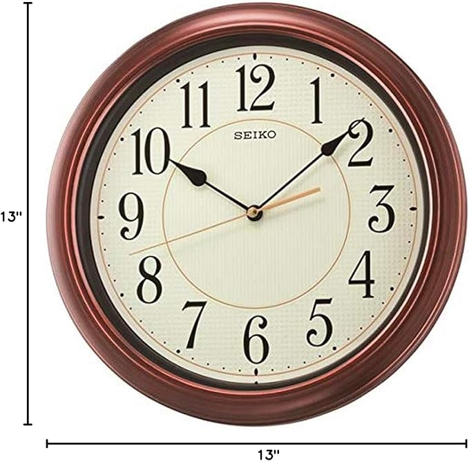 Seiko 13 Inch Numbered Wood Finish Wall Clock,Brown