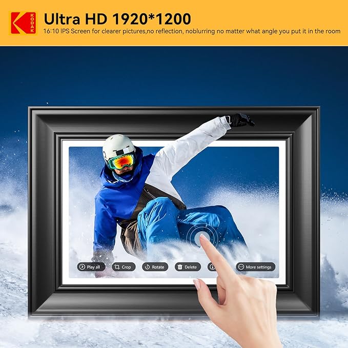 KODAK WiFi Digital Picture Frame, 1920 x 1200 Touchscreen Digital Photo Frame, 10.1 Inches Intelligent Electronic Picture Frame with 32 GB, Auto-Rotate, Share Moments Instantly Gifts