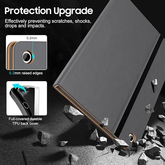 OKP Case for Samsug Galaxy Tab A9+ Plus 11 inch 2024(SM-X210/X216/X218), PU Leather Folio Cover with Multi-Angle Stand//Pen Holder, Auto Wake/Sleep Case for Galaxy A9+ 11" Tablet (Gray)