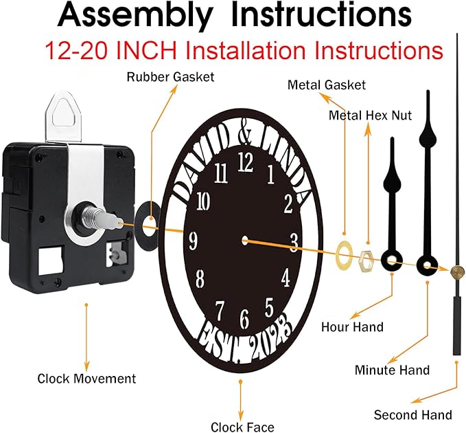 Personalized Metal Wall Clock Custom Compass Clock with Family Name and Coordinates Decorative Steel Wall Art for Living Room Bedroom Kitchen Housewarming Wedding Gift