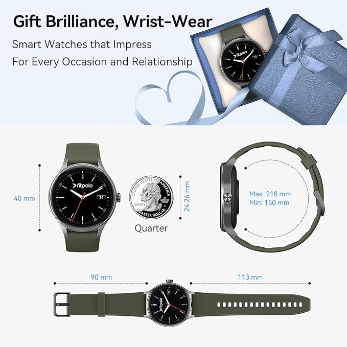 Smart Watches for Men/Women, 1.27" HD Smartwatch Fitness Tracker with Bluetooth Calls (Make/Answer), Heart Rate/SpO2/Sleep Monitor, 12 Days Battery, IP68 Waterproof - Green