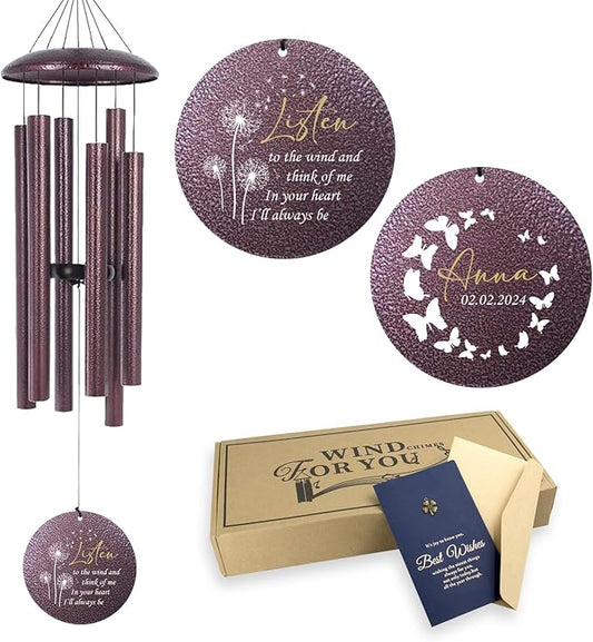 ASTARIN 36" Large Deep Tone Personalized Sympathy Wind Chimes, Memorial Wind Chime for Loss of Mother Father Loved One, Bereavement Gifts Decor Outdoor Patio Garden Graveyard