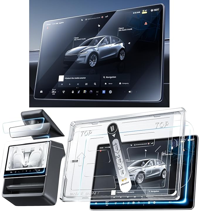 3 in 1 New Model Y Juniper & Model 3 Highland Screen Protector Matte 3-Piece Protector Set: Center Display + Rear Touchscreen + Interior Rearview Mirror Model Y (2025-2026) Model 3 (2024-2026)