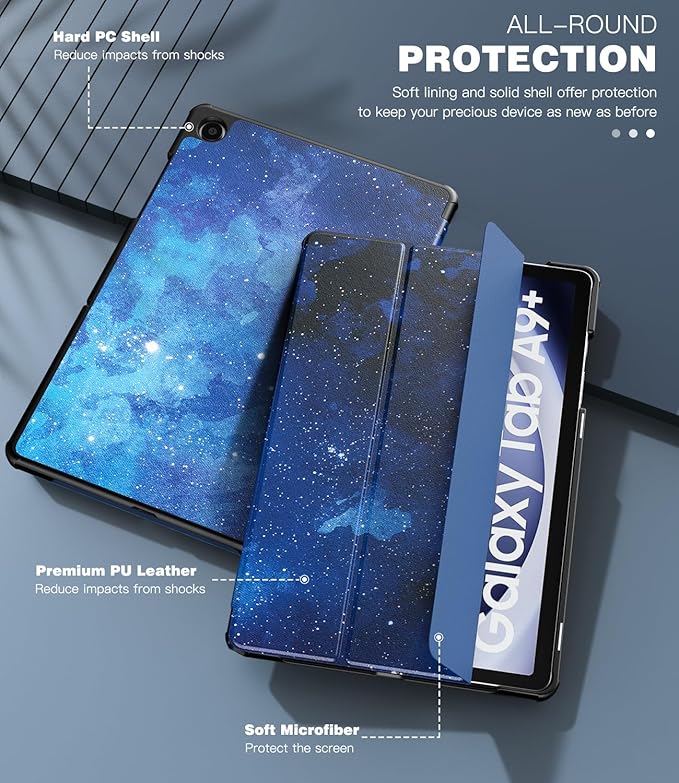 TiMOVO Case for Samsung Galaxy Tab A9+/A9 Plus 11 Inch 2023, Slim Lightweight Stand Hard Back Shell Protective Cover for Galaxy Tab A9+ Tablet SM-X210/X216/X218, Auto Wake/Sleep, Blue Starry Sky