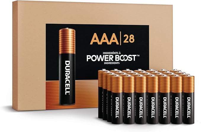 Duracell Coppertop AAA Alkaline Batteries with POWER BOOST Ingredients, 28 Count (Pack of 1), Long-Lasting Alkaline in Re-closable Pack for Quick Access and Organized Storage
