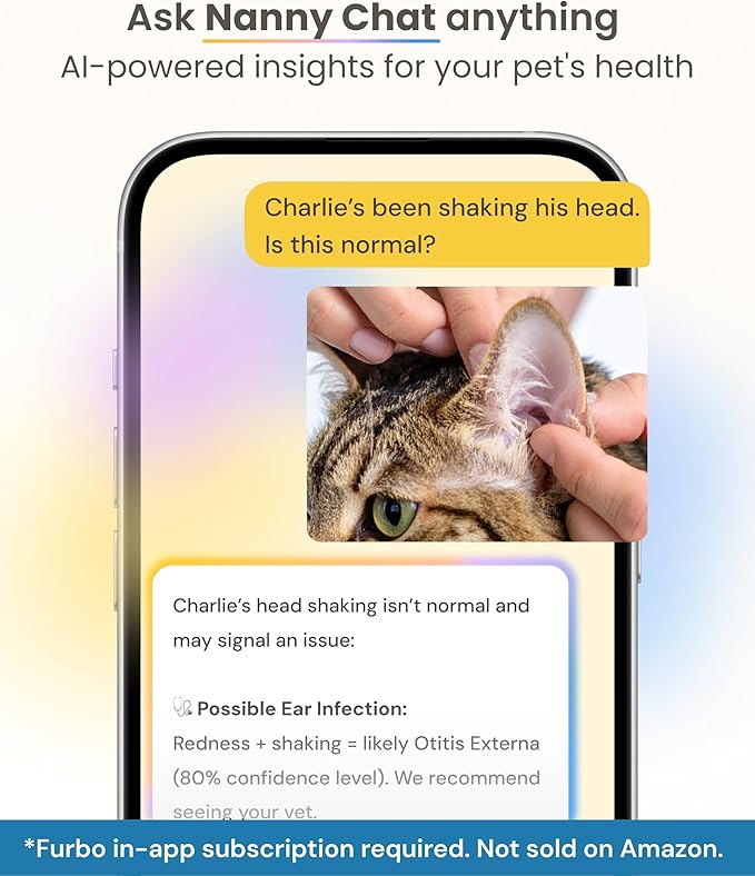Furbo 360° Cat Camera [Subscription Required] Unlock w/Paid Plan: Home Security & Pet Safety Alerts, Rotating Treat Toss w/ 2-Way Speaker, Smart Cam w/Phone App (Low Risk, 3mo Min. Cancel Anytime)