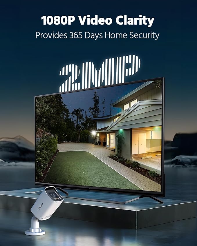ANNKE 2MP Two-Way Audio Security Camera System, 8CH 3K Lite DVR, 4pcs 1080P CCTV White Wired Cams with Smart Color Night Vision, AI Motion Detection, 2TB HDD for Outdoor Home Surveillance