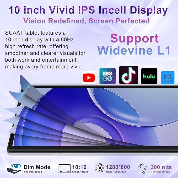 10 Inch Tablet Android 15 Tablets with Keyboard, 30GB 64GB 1TB Expand Tab PC with 2.0GHz Octa-Core, 8MP Camera, 6000mAh, GMS, WiFi 6, BT 5.0, FHD Display, Widevine L1, Gemini AI (Black)