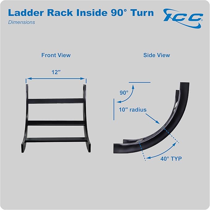 ICC Cable Runway Rack 90° Inside Corner, 16-Gauge Steel, Made in USA