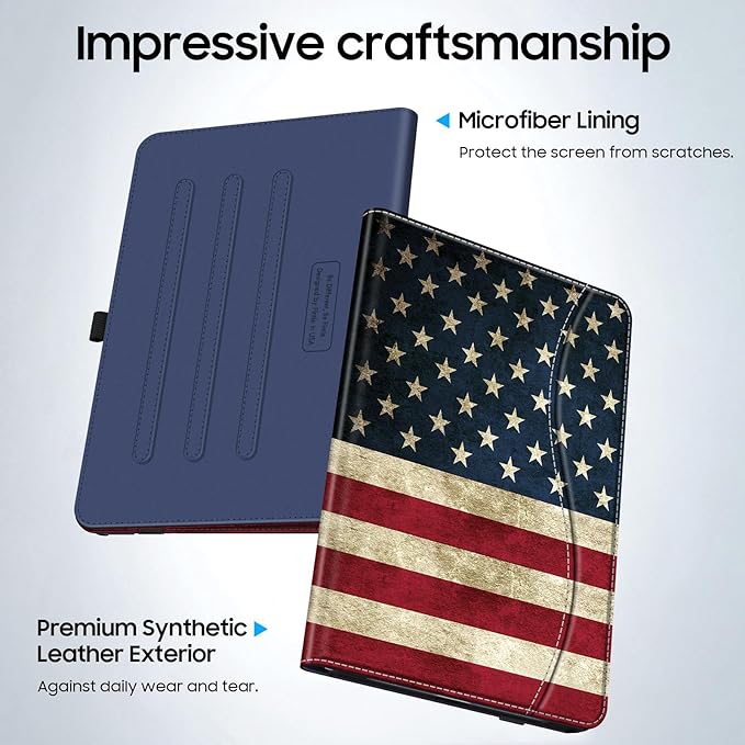 Fintie Case for Samsung Galaxy Tab A9 Plus/A9+ 5G 11 Inch 2023 Model (SM-X210/X216/X218), Multi-Angle Viewing Smart Stand Back Cover with Pocket Auto Wake/Sleep, US Flag