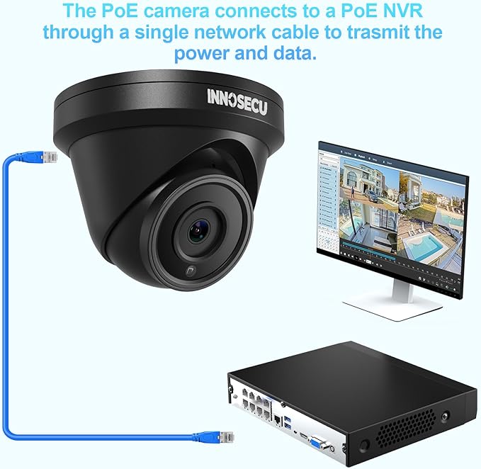 4MP PoE Camera, Wired IP Security Dome Surveillance Camera, Outdoor Waterproof IP67, IR Night Vision, Built-in Mic, 2.8mm Lens Wide Angle 110°, Human/Vehicle Detection, IND4FR93A-B (Black)