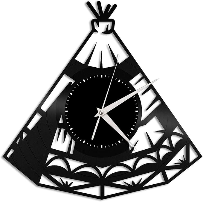 Tipi Wigwam Vinyl Wall Clock Unique Gift for Friends Living Home Room Decoration Vintage Design Office Bar Room Home Decor