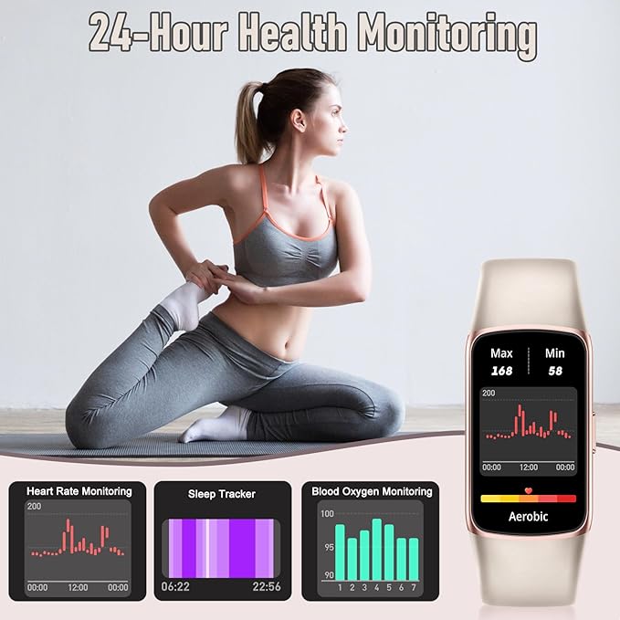 Fitness Tracker with 24/7 Heart Rate, Blood Pressure Blood Oxygen Sleep Monitor, 123 Sports Modes Calories Smart Watch,IP68 Waterproof Step Counter Activity Trackers Pedometer for Women Men