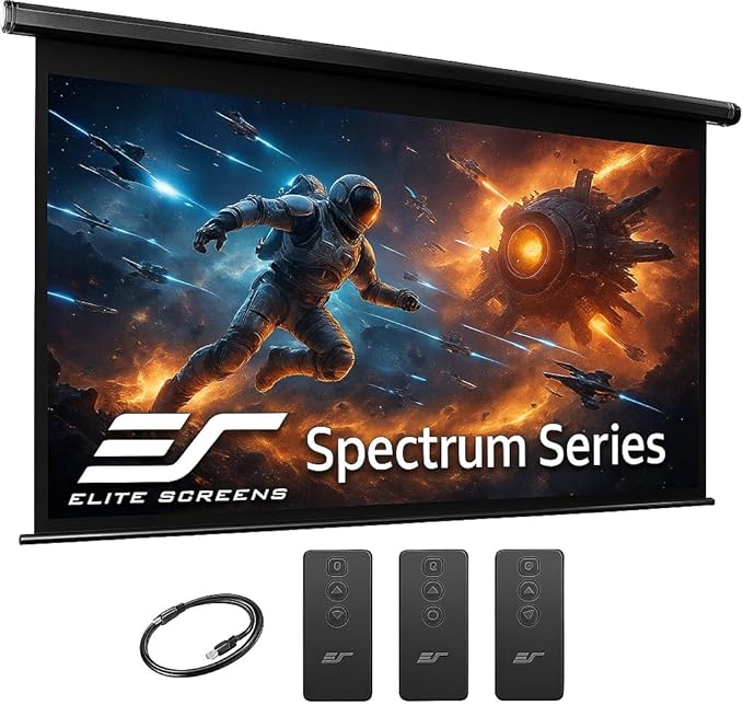 Elite Screens Spectrum Swift-RC1, 115-INCH Motorized Projector Screen Movie Home Theater Gaming 4K/8K Retractable Electric Projection Screen, ELECTRIC115H2