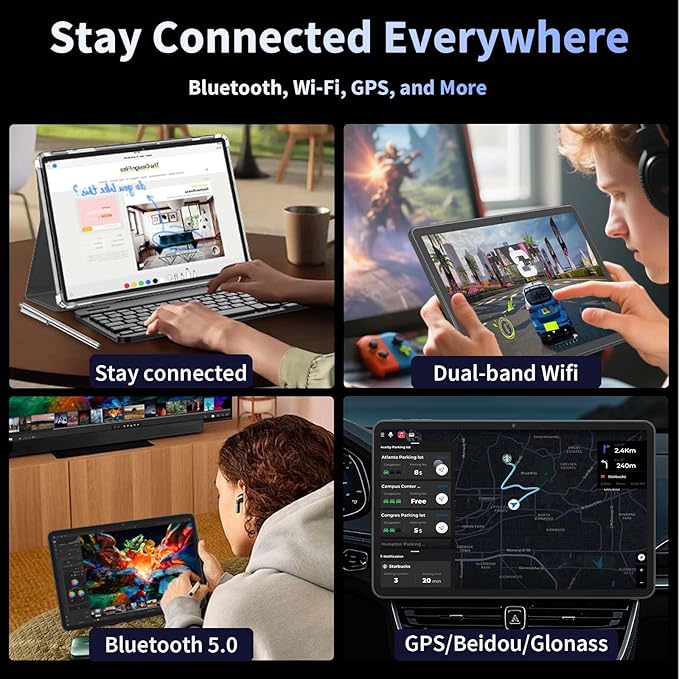 2026 12 Inch Tablet, Android 15 Tablets with Keyboard, 24GB+256GB+2TB Expand, 2K Display, Tablet PC with 5G WiFi, Octa-Core, 8000mAh, BT5.0, GMS, GPS, 2 in 1 Tablets with Case, Mouse, Stylus(Silver)