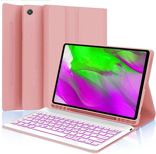 Keyboard case for Samsung Galaxy Tab A11 Plus / A9 Plus 11 inch, Bluetooth Backlit A9+ Keyboard Case with S Pen Holder for A11+ 11", Rose Gold