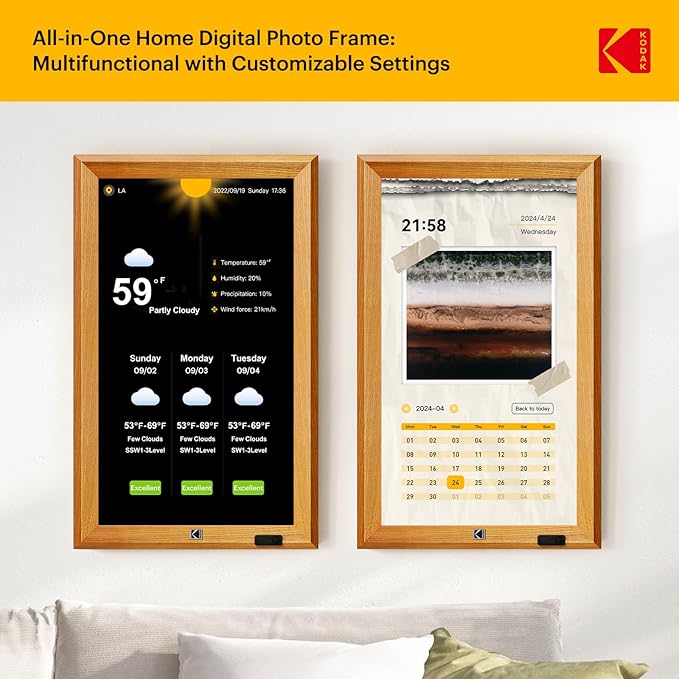 KODAK 23.8" X-Large WiFi Digital Picture Frame - 1920x1080 FHD IPS Display with 32GB Storage, Auto-Rotate, Remote Control, Wall Mountable, Compatible with Alexa, for Family