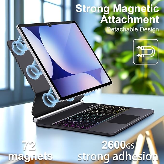Keyboard Case for Samsung Galaxy Tab S10+ Plus/S9+ Plus/S9 FE+ Plus/S8+ Plus/S7+ Plus/S7 FE Case with Keyboard 12.4" (Black)