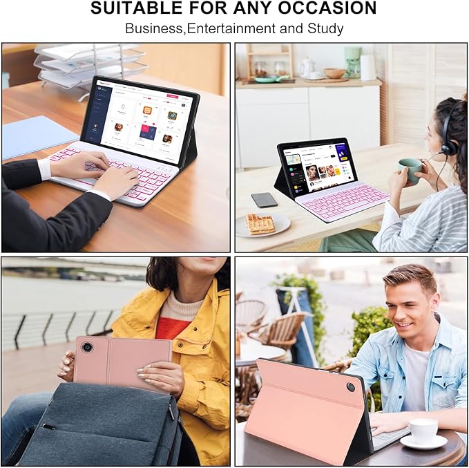 Keyboard case for Samsung Galaxy Tab A11 Plus / A9 Plus 11 inch, Bluetooth Backlit A9+ Keyboard Case with S Pen Holder for A11+ 11", Pink