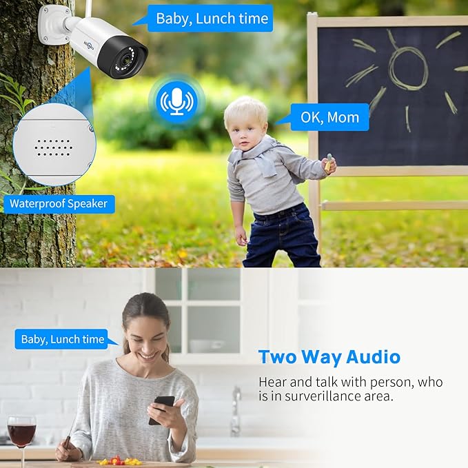 Hiseeu 2.5K 5MP WiFi Security Camera System Outdoor,Expandable 16CH 8MP NVR, 1TB HDD,Spotlight,2 Way Audio, IP66 Waterproof, Motion Alert, DC Power Plug-in, 24/7 Recording