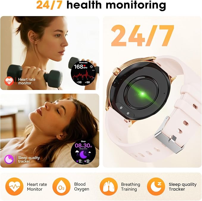 Smart Watch, 1.75" AMOLED Smartwatch for Men Women(Answer/Make Call), Fitness Activity Tracker Heart Rate/Sleep Monitor/Pedometer, IP68 Waterproof, 100+ Sport Modes Smart Watches for Android iPhone