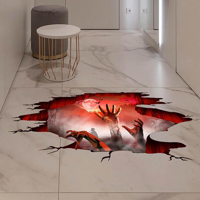 Halloween Wall Stickers Bat Ghost Scary Decor Large Removable Floor Room Decals Decoration Window Clings Party Supplies for Windows Glass Home Ornaments