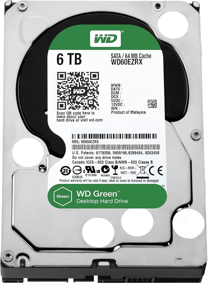 WD Green 6TB 3.5-Inch SATA 6.0Gb/s IntelliPower 64MB Cache Hard Drive (WD60EZRX)