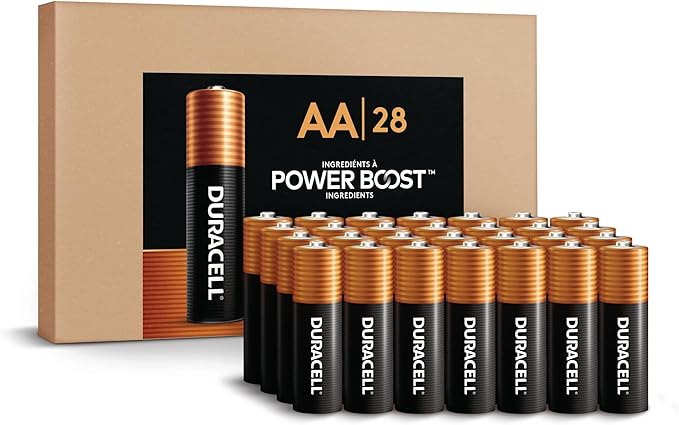Duracell Coppertop AA Alkaline Batteries with POWER BOOST Ingredients, 28 Count (Pack of 1), Long-Lasting Alkaline, Re-closable for Quick Access and Organized Storage