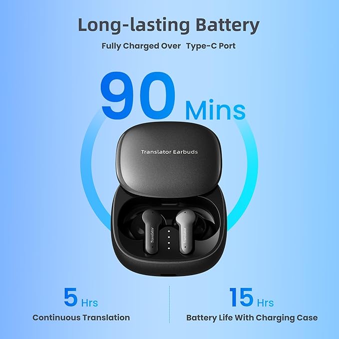 M3 AI Translation Earbuds Real Time, Language Translator Device in 144 Languages, 3-in-1 Offline Two-Way Audífonos Traductores, Live Translate Headphones, No Subscription Required (Black)