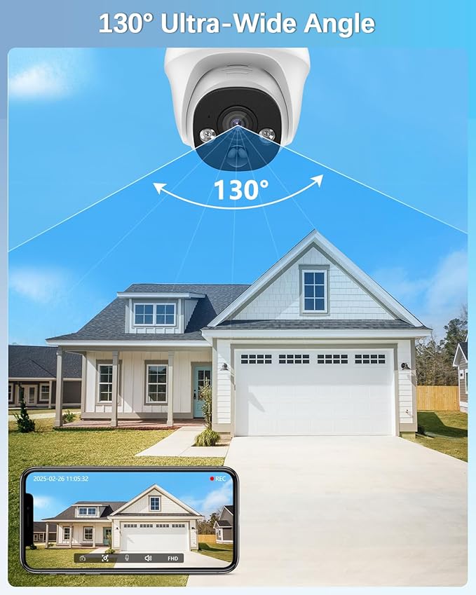 【2-Way Audio & 130° Wide-Angle】 Wired Security Camera System, Outdoor POE IP Cameras, Home Video Surveillance Camera Systems