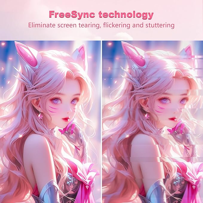 27 inch Gaming Monitor, Pink 1800R Curved Monitor, FHD-1920X1080P, 165Hz, 1ms, Fast IPS, FreeSync Hdmi Monitor with Ultrathin, HDMI/DP/USB Vesa/Wall Mount Computer Monitor-Pink